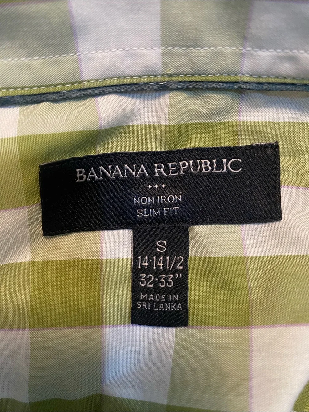 Banana Republic Green and White Plaid Button-Down Shirt